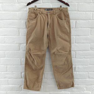 REI Pants Mens 32x27 (34x30) Beige Tan Double Knee Organic Cotton Canvas Utility